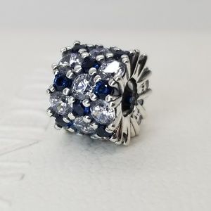 PANDORA Sterling Silver Blue & Clear Sparkle Charm. Authentic w/ Pandora pouch.